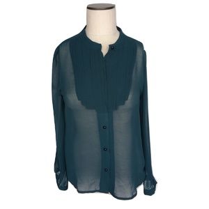 NWT Strawberry Kats Dark Teal Semi-Sheer Blouse